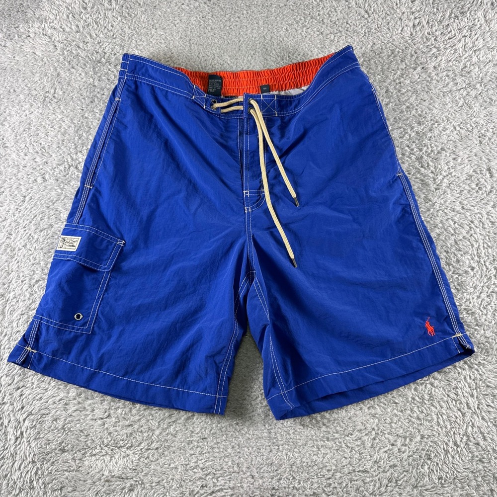 Polo Ralph Lauren Mens Royal Blue Swim Trunks Board Shorts Cargo Pocket Medium